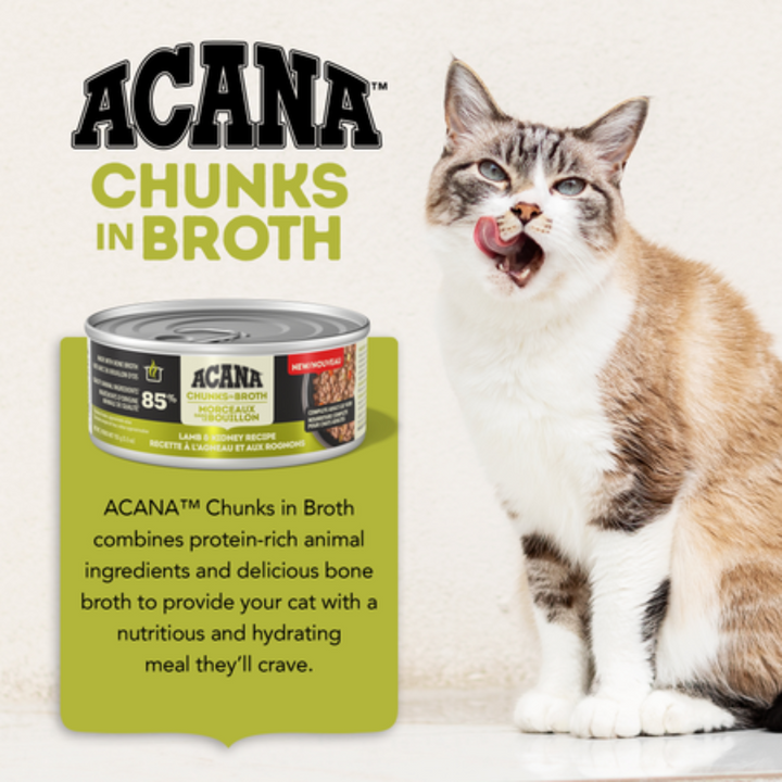Acana Wet Cat Food -  Chunks in Broth Lamb & Kidney Recipe Canned