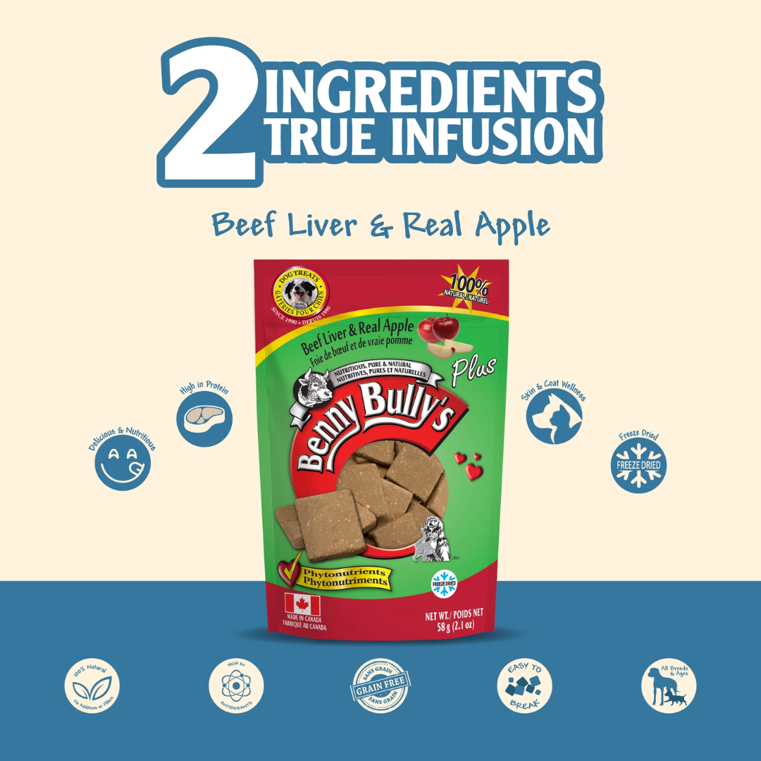 Benny Bully's Freeze Dried Dog Treats - Beef Liver Plus Apple