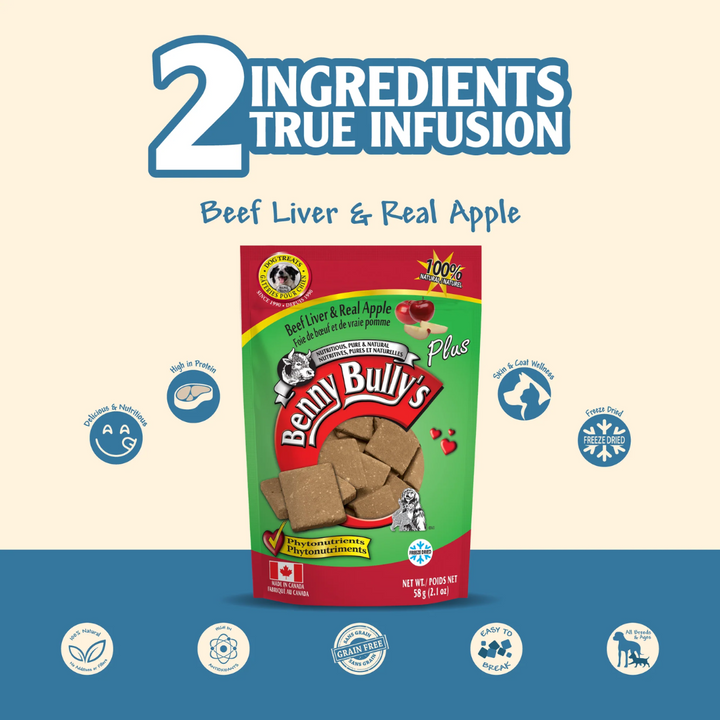 Benny Bully's Freeze Dried Dog Treats - Beef Liver Plus Apple
