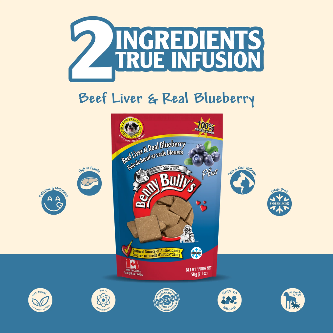 Benny Bully's Freeze Dried Dog Treats - Beef Liver Plus Blueberry