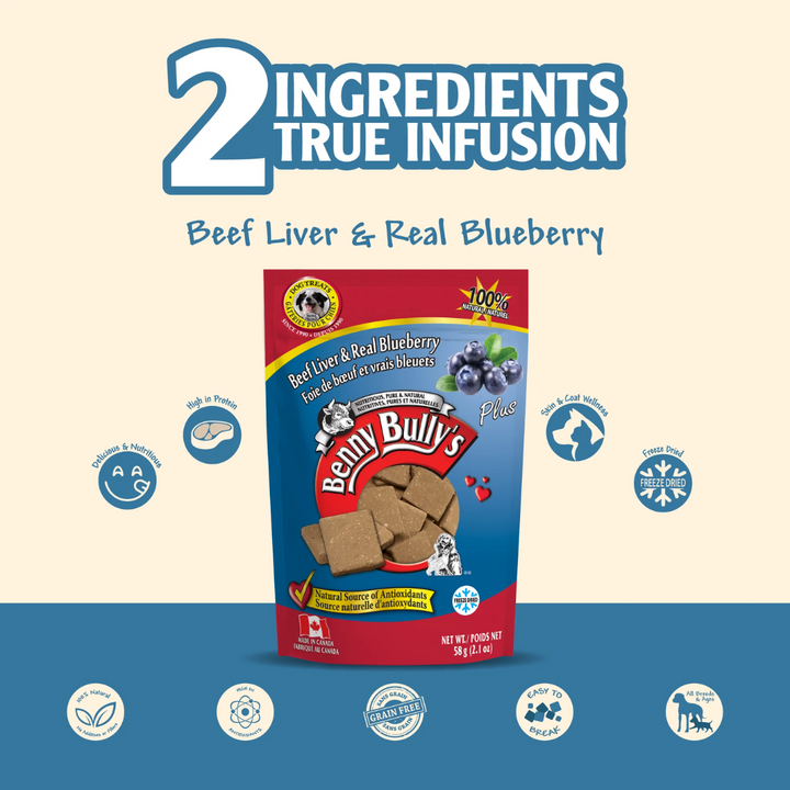 Benny Bully's Freeze Dried Dog Treats - Beef Liver Plus Blueberry