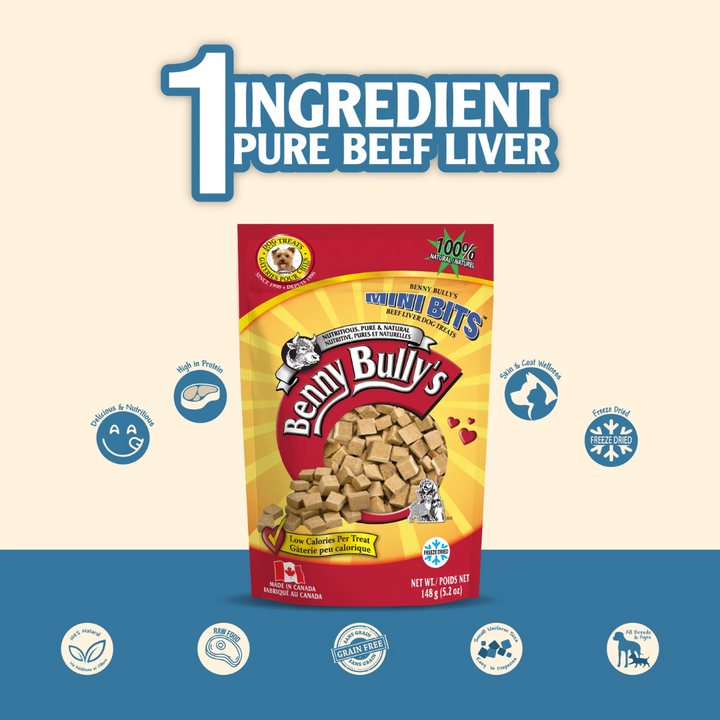 Benny Bully's Freeze Dried Dog Treats - Mini Bits Beef Liver