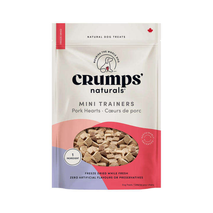Crumps' Naturals Dog Treats - Freeze-Dried Pork Hearts Mini Trainers