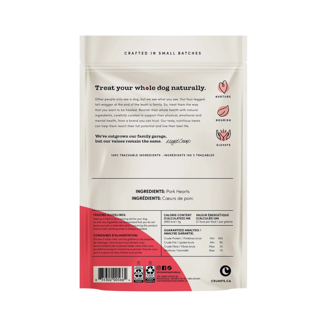 Crumps' Naturals Dog Treats - Freeze-Dried Pork Hearts Mini Trainers