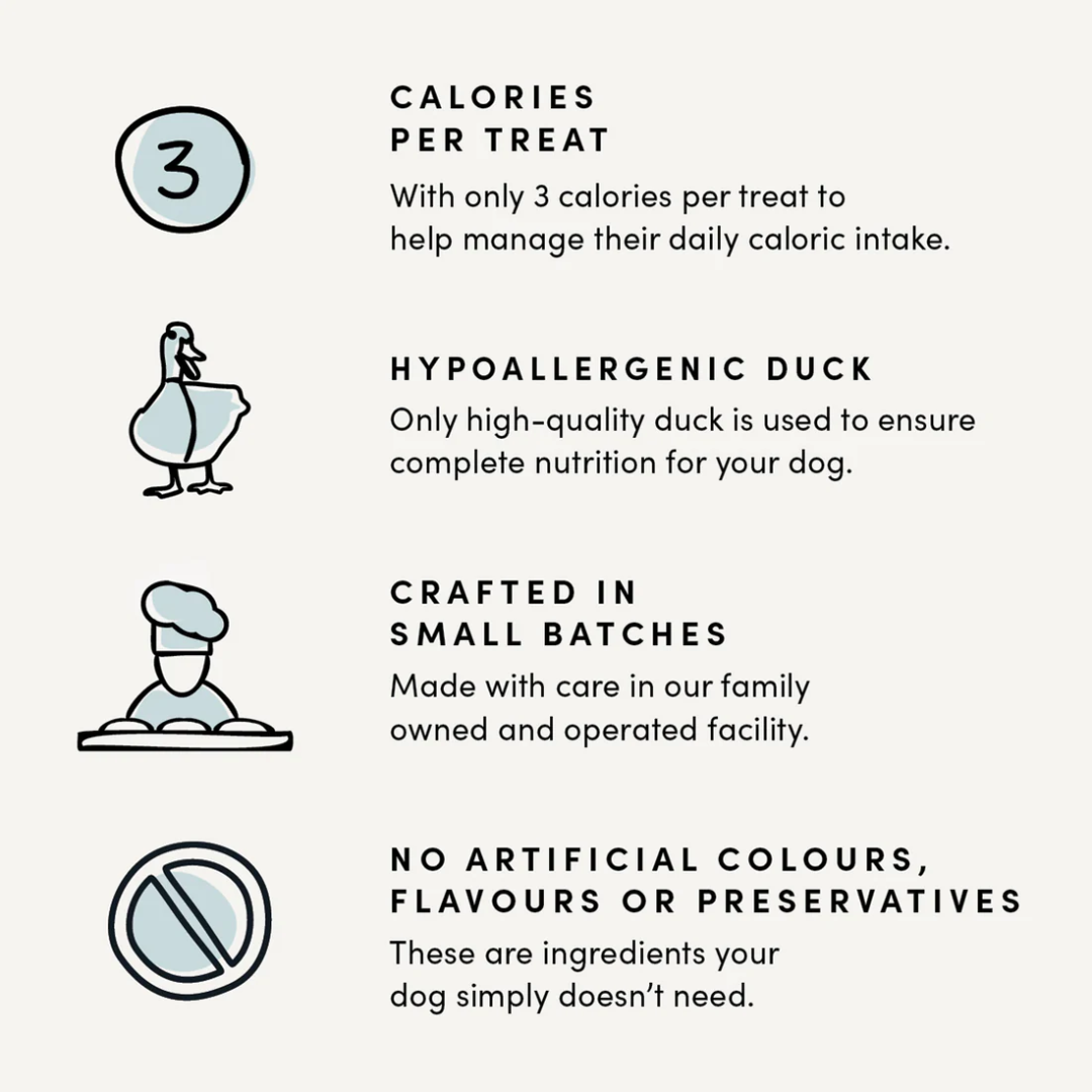 Crumps' Naturals Dog Treats - Semi Moist Duck Mini Trainers