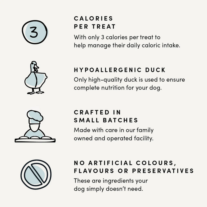 Crumps' Naturals Dog Treats - Semi Moist Duck Mini Trainers