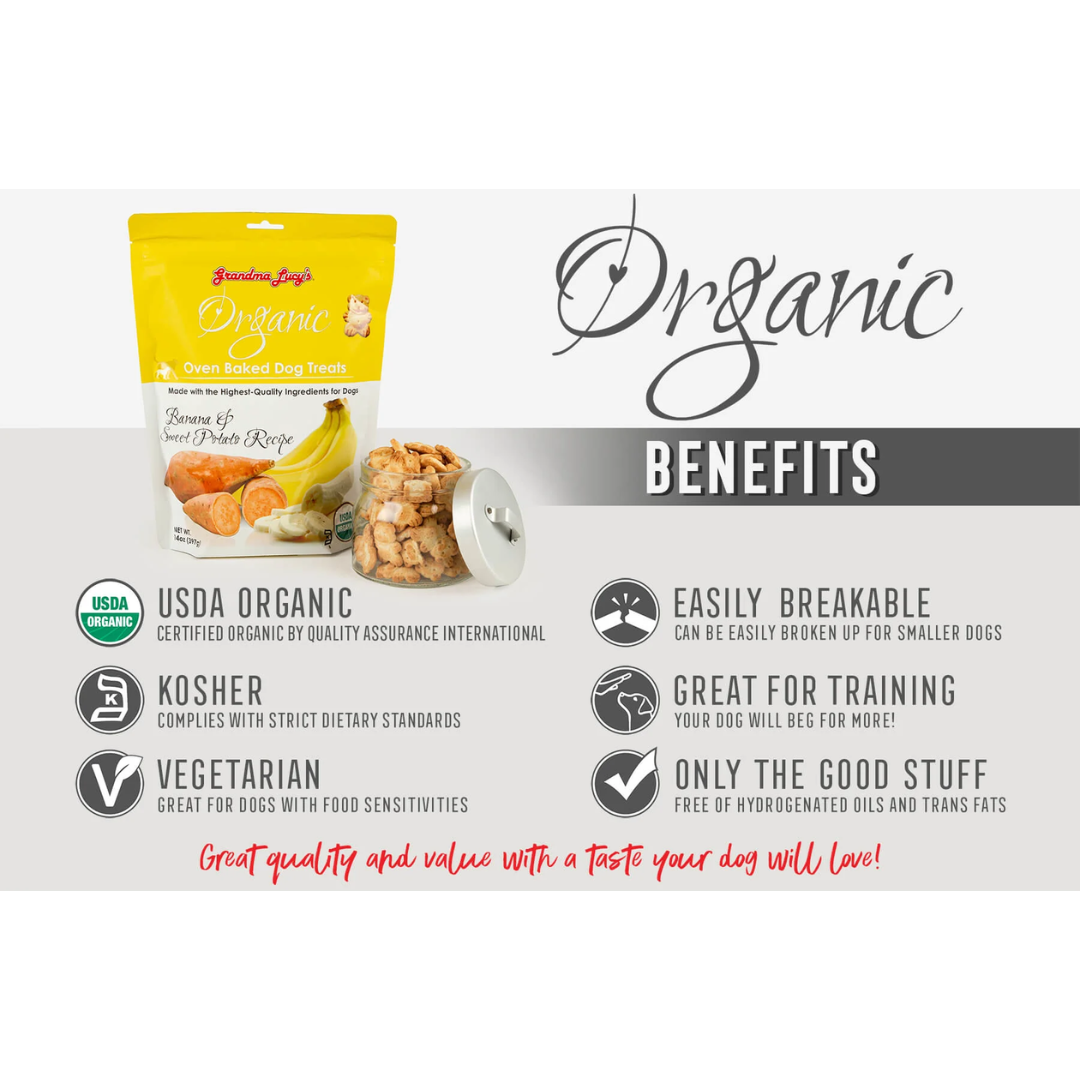 Grandma Lucy's Dog Treats - Organic Oven Baked Banana & Sweet Potato