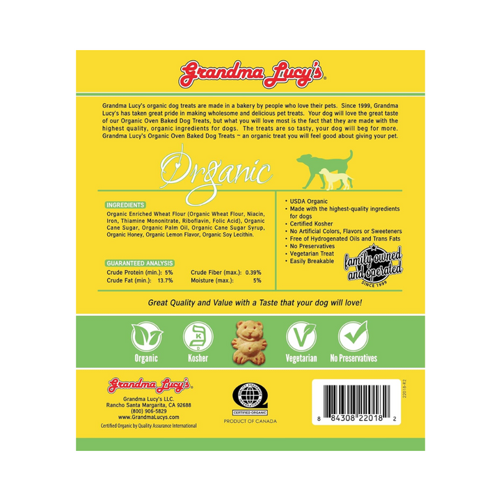 Grandma Lucy's Dog Treats - Organic Oven Baked  Lemon Honey