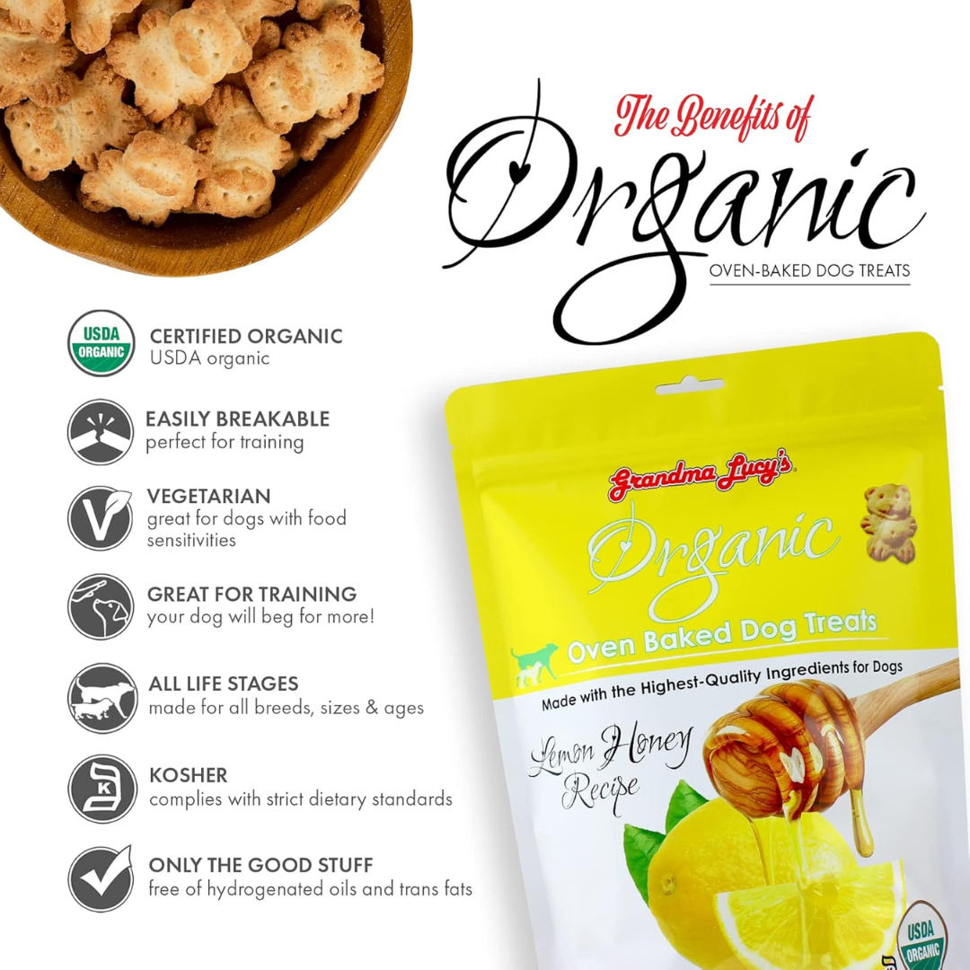 Grandma Lucy's Dog Treats - Organic Oven Baked  Lemon Honey