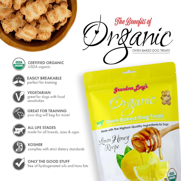 Grandma Lucy's Dog Treats - Organic Oven Baked  Lemon Honey