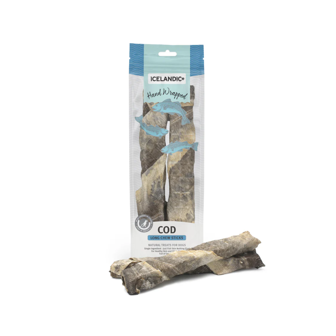 Icelandic+ Dog Treats - Hand Wrapped Cod Skin Long