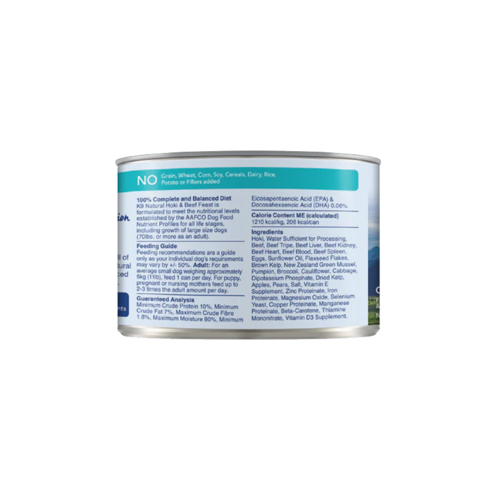 K9 Natural Wet Dog Food - Hoki & Beef Feast Canned Dog Food Canned