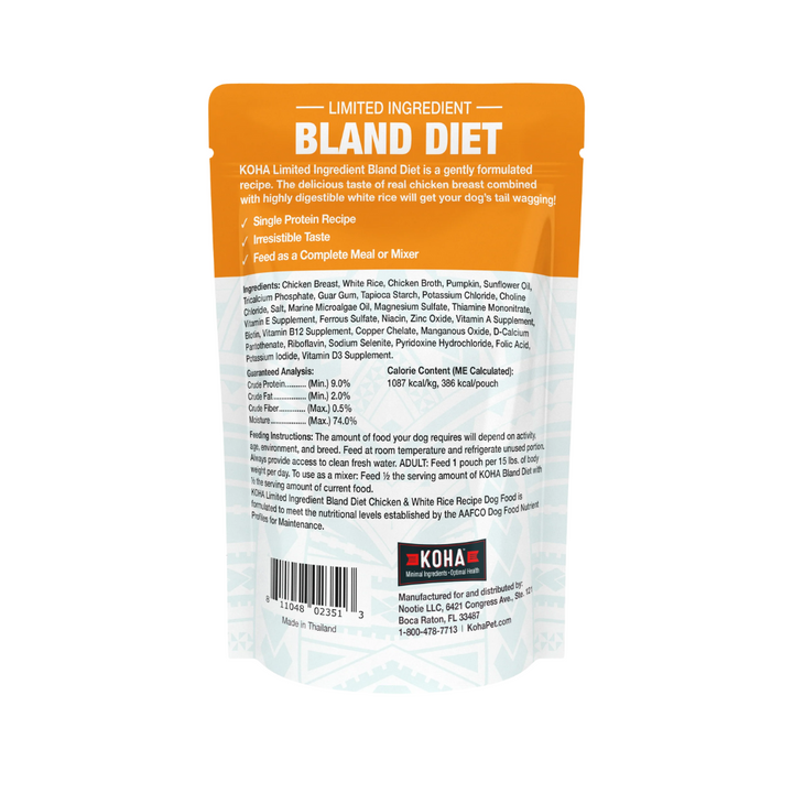 KOHA Wet Dog Food - Limited Ingredient Wet Bland Diet Chicken & White Rice Recipe