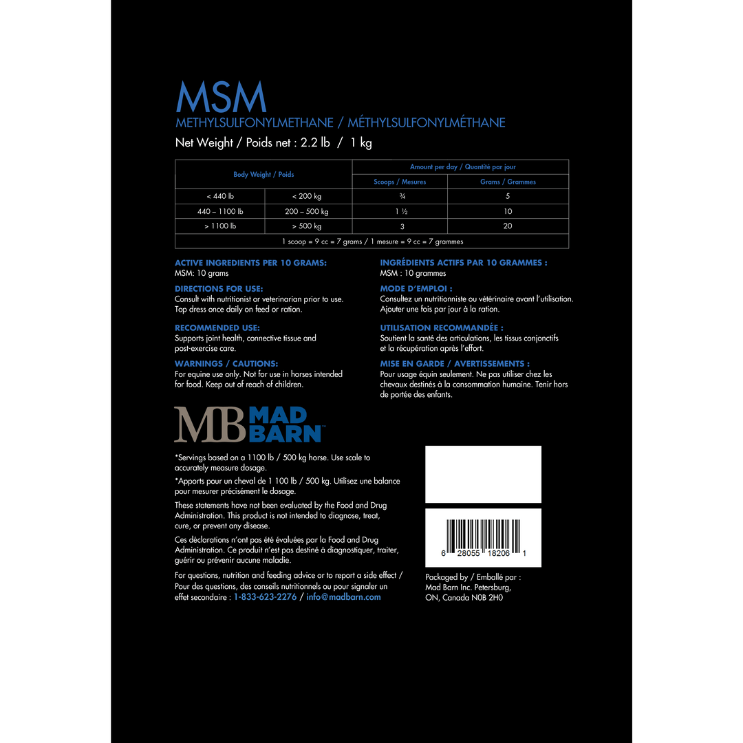 Equine Supplements - Mad Barn MSM