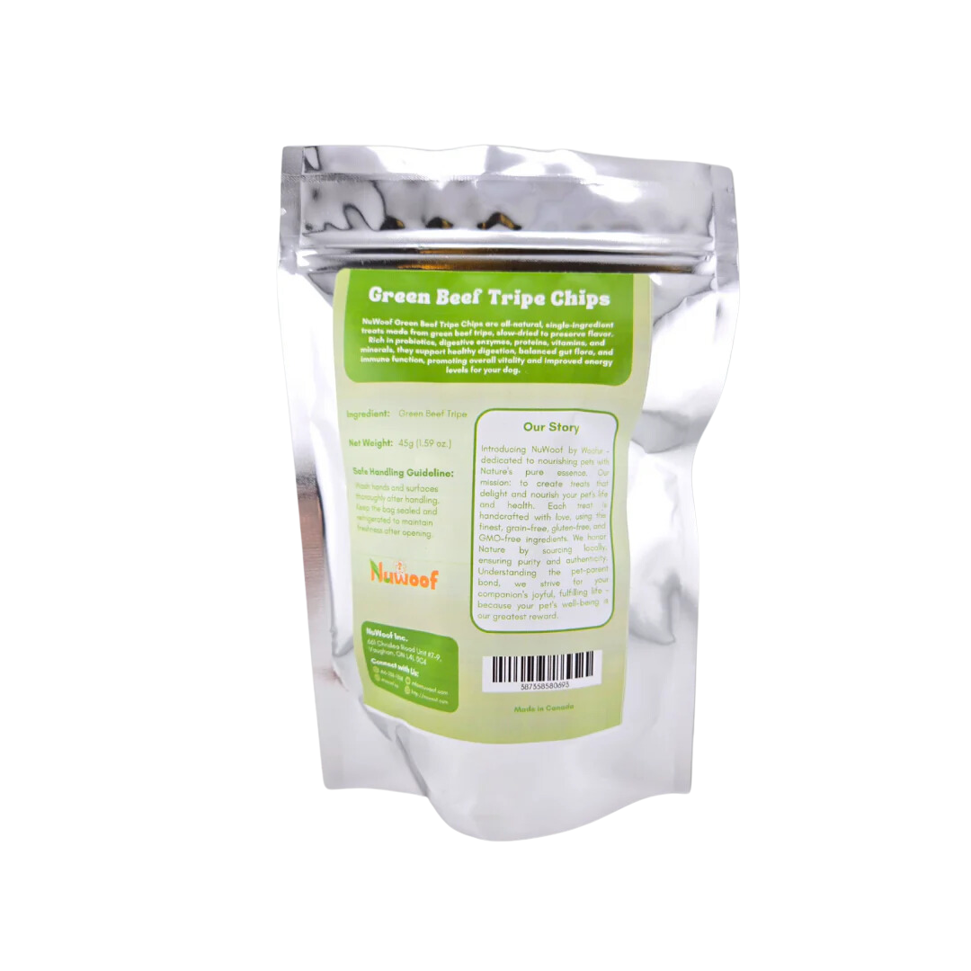 NuWoof Dehydrated Dog and Cat Treats - Green Beef Tripe Chips