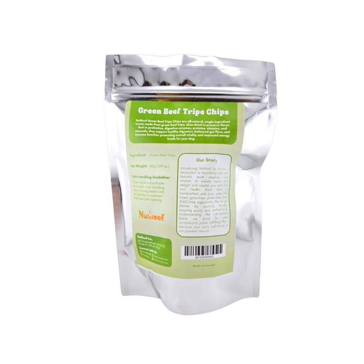 NuWoof Dehydrated Dog and Cat Treats - Green Beef Tripe Chips