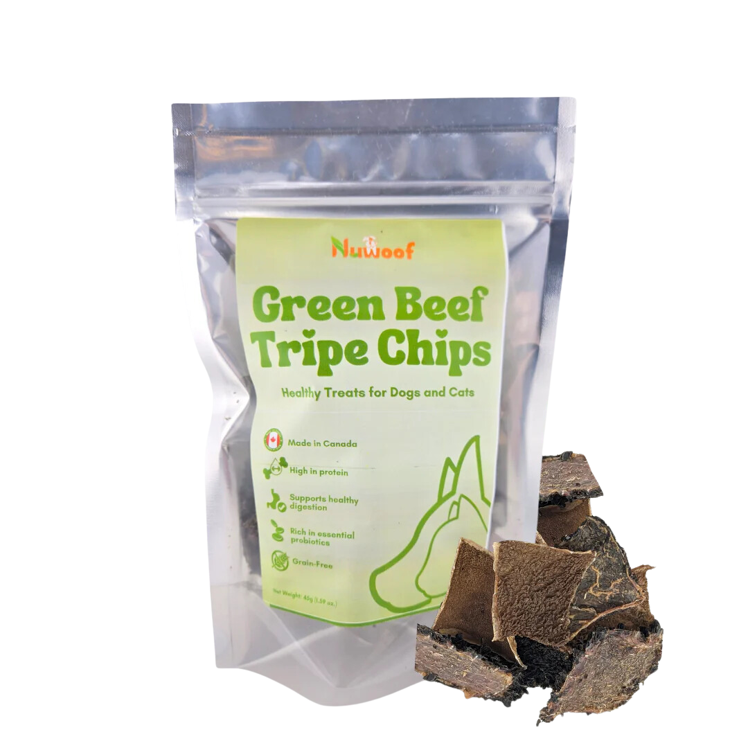 NuWoof Dehydrated Dog and Cat Treats - Green Beef Tripe Chips