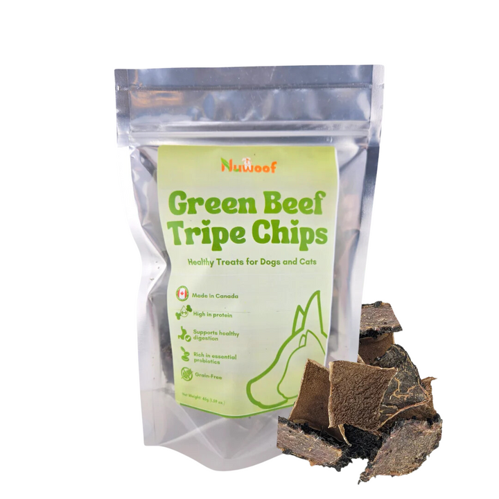 NuWoof Dehydrated Dog and Cat Treats - Green Beef Tripe Chips