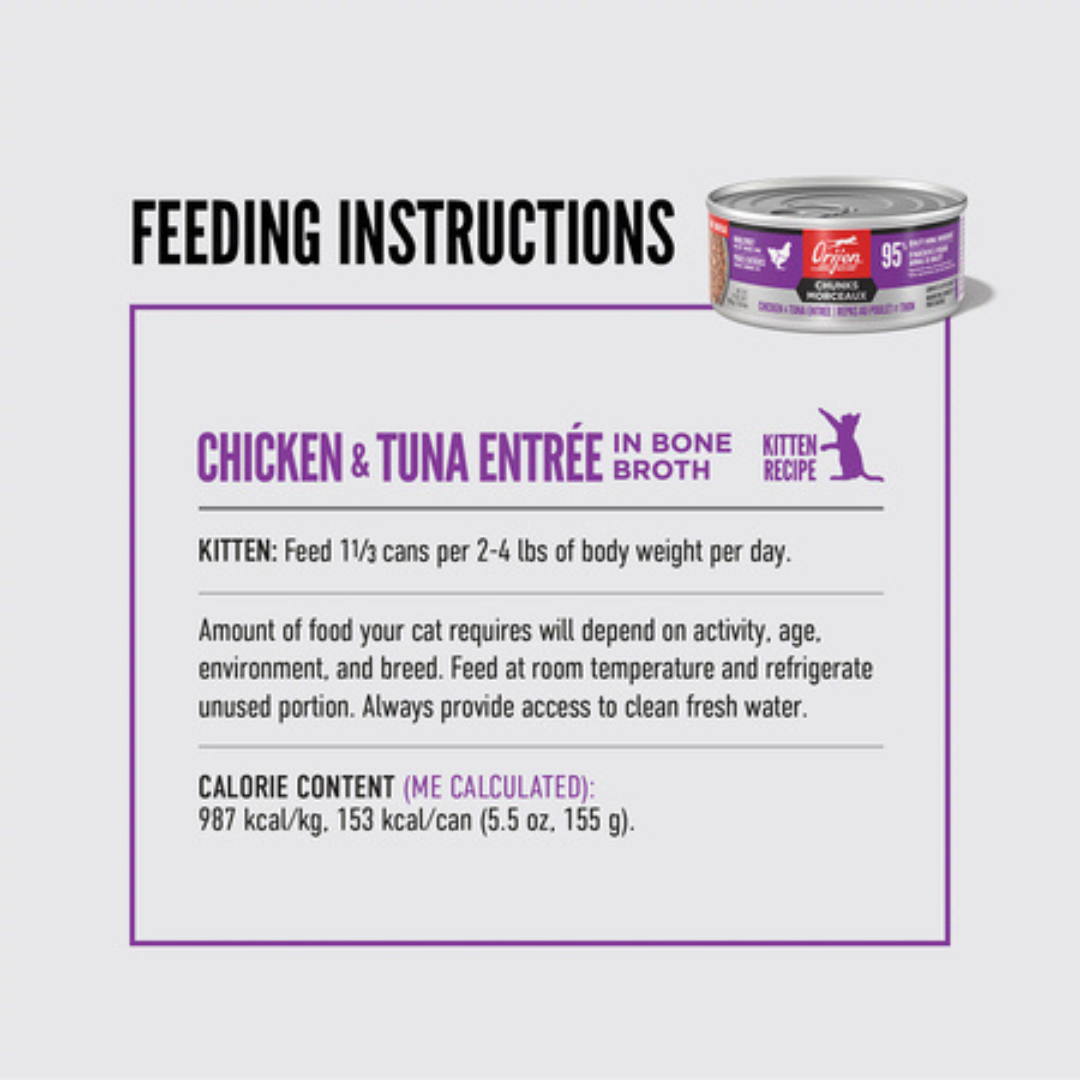 Orijen Wet Cat Food -  Chunks & Shreds, Chicken & Tuna Recipe for Kittens Canned