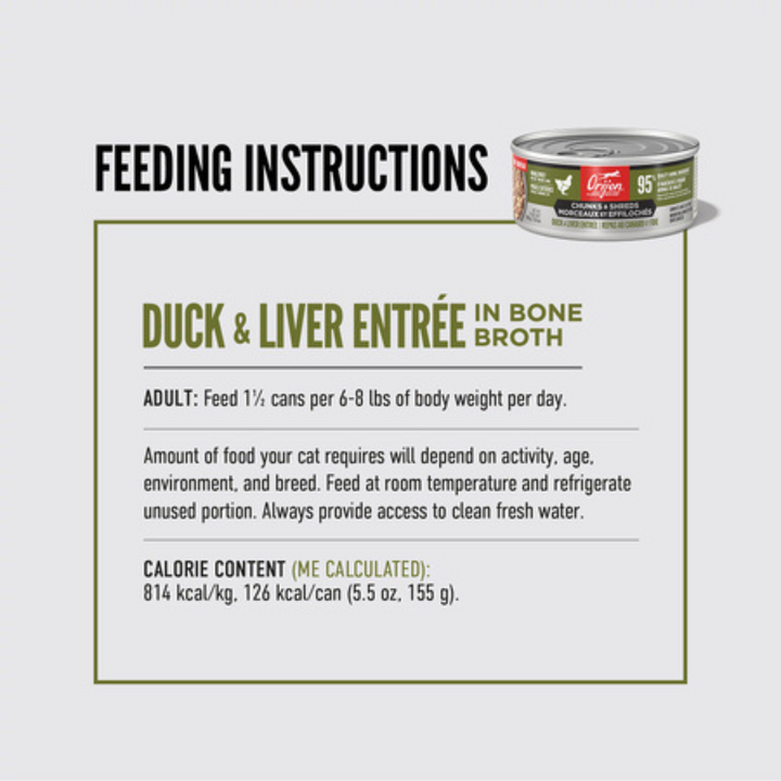 Orijen Wet Cat Food - Chunks & Shreds, Duck & Liver Entrée