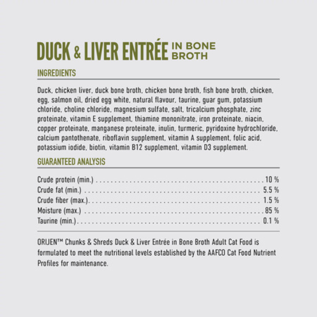 Orijen Wet Cat Food - Chunks & Shreds, Duck & Liver Entrée