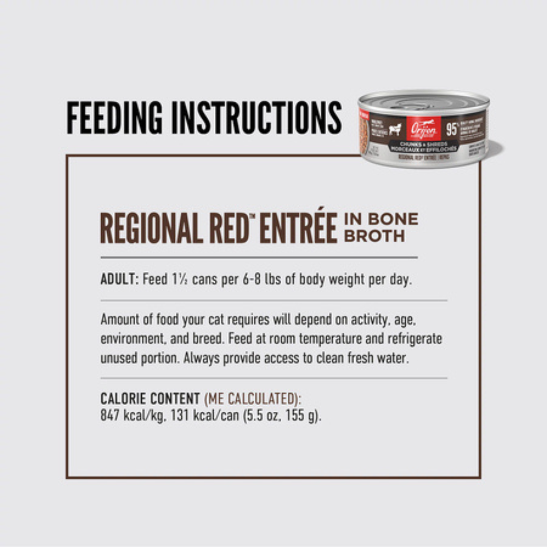 Orijen Wet Cat Food -  Chunks & Shreds, Regional Red Entree Canned