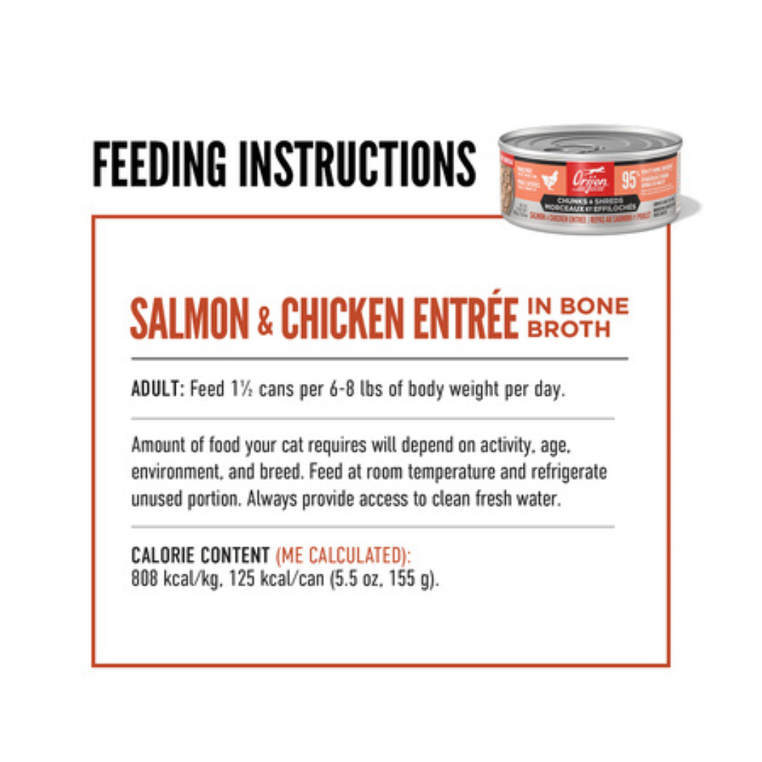 Orijen Wet Cat Food - Chunks & Shreds, Salmon & Chicken Entree Canned