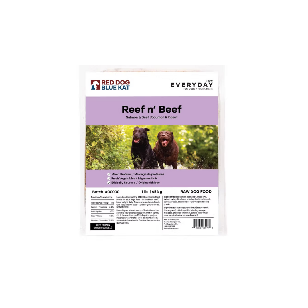 Red Dog Blue Cat Frozen Dog Food - Raw Reef n' Beef Recipe