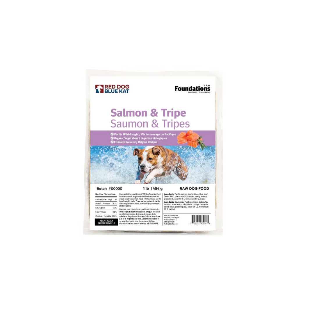 Red Dog Blue Cat Frozen Dog Food - Raw Salmon & Tripe Recipe