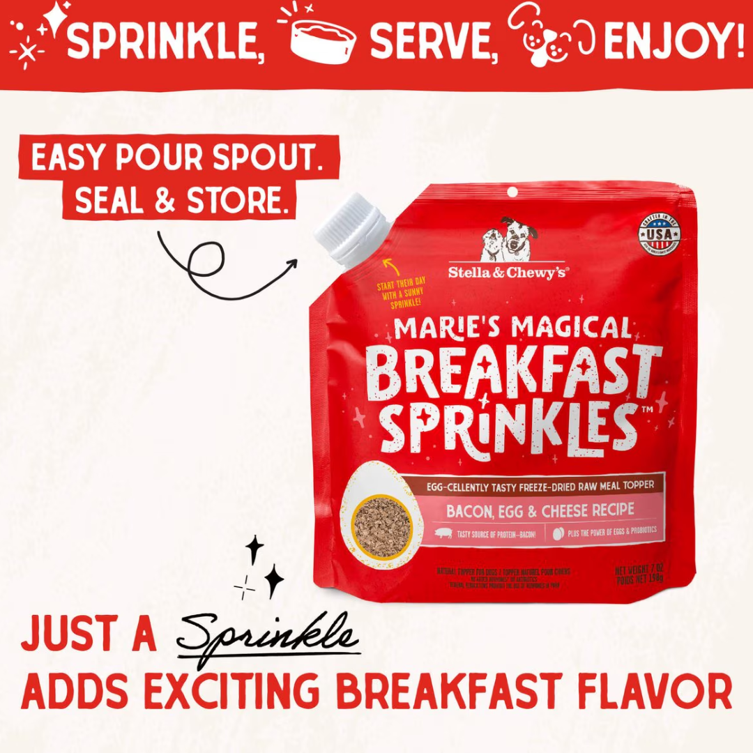 Stella & Chewy's Freeze-Dried Raw Dog Meal Mixers - Magical Breakfast Sprinkles Bacon, Egg & Cheese Grain-Free Recipe