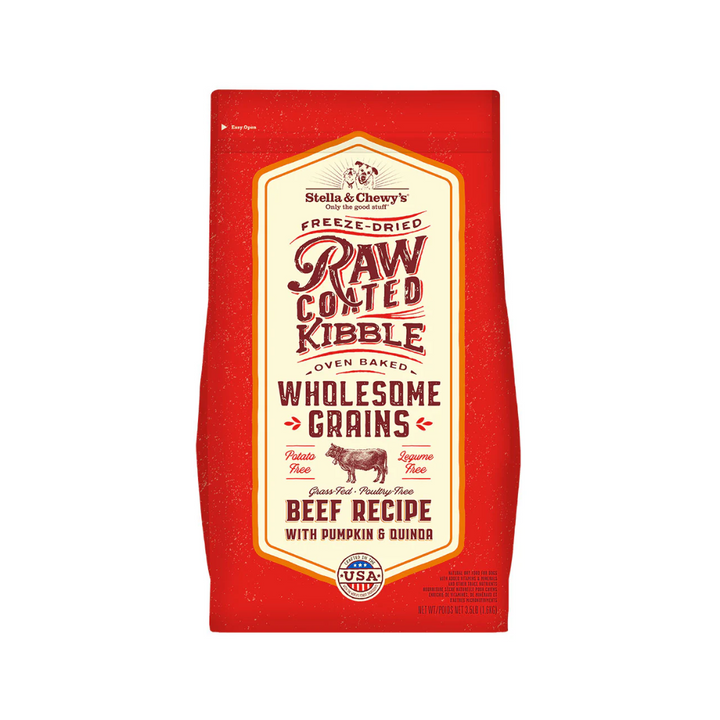 Stella & Chewy's Raw Dog Food - Beef Recipe with Pumpkin & Quinoa Raw Coated Kibble Wholesome Grains