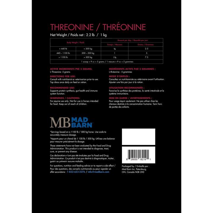 Equine Supplements -Mad Barn Threonine