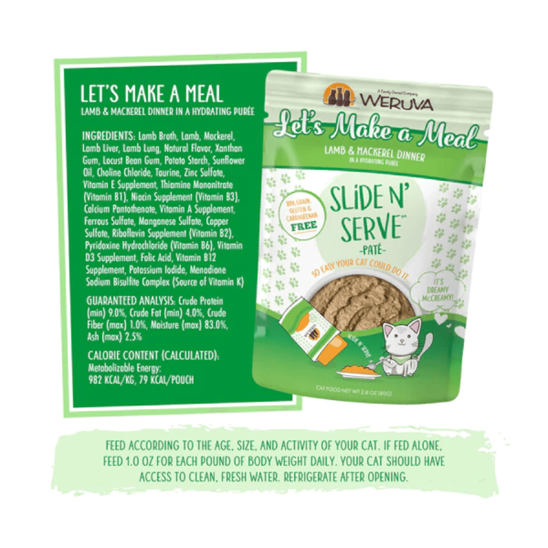 Weruva Cat Wet - Let's Make a Meal Lamb & Mackerel in a Hydrating Purée Pouch