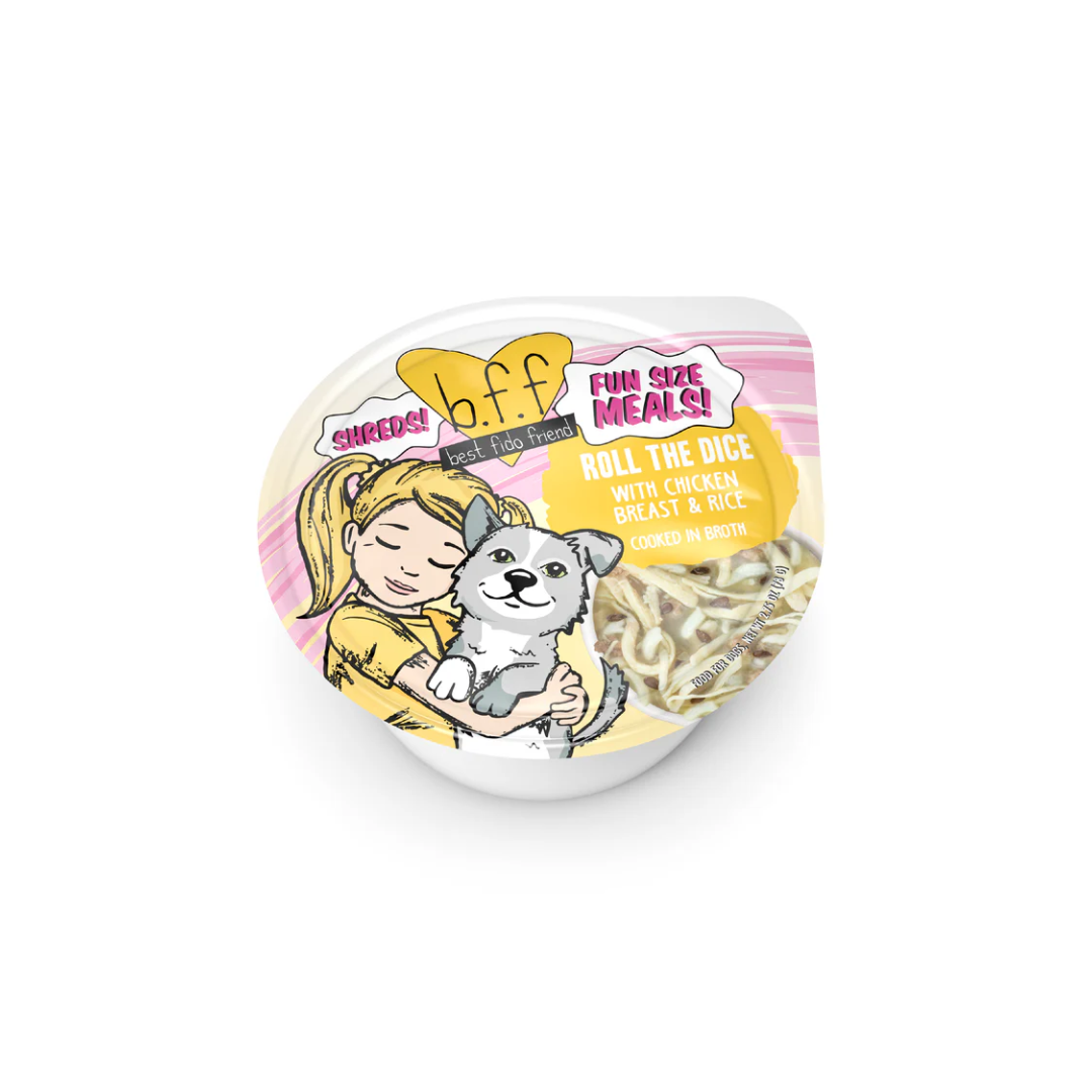 Weruva Wet Dog Food - BFF Best Fido Friend  Roll The Dice with Chicken Breast & Rice Cup