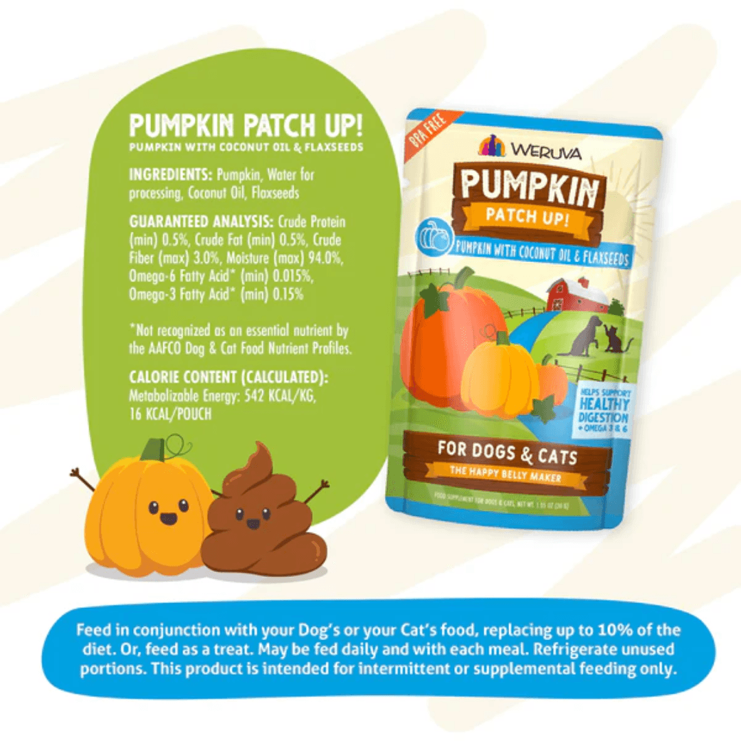 Weruva Dog and Cat Supplements - Pumpkin Patch Up Pumpkin with Coconut Oil & Flaxseeds Pouch