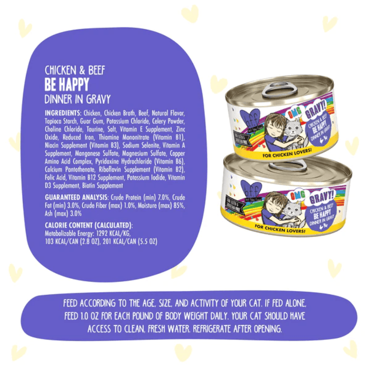 Weruva Wet Cat Food - BFF OMG Gravy Chicken & Beef Be Happy Canned