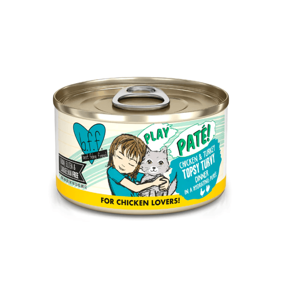 Weruva Wet Cat Food - BFF PLAY Paté Chicken & Turkey Topsy Turvy Chicken & Turkey Dinner in a Hydrating Purée Canned