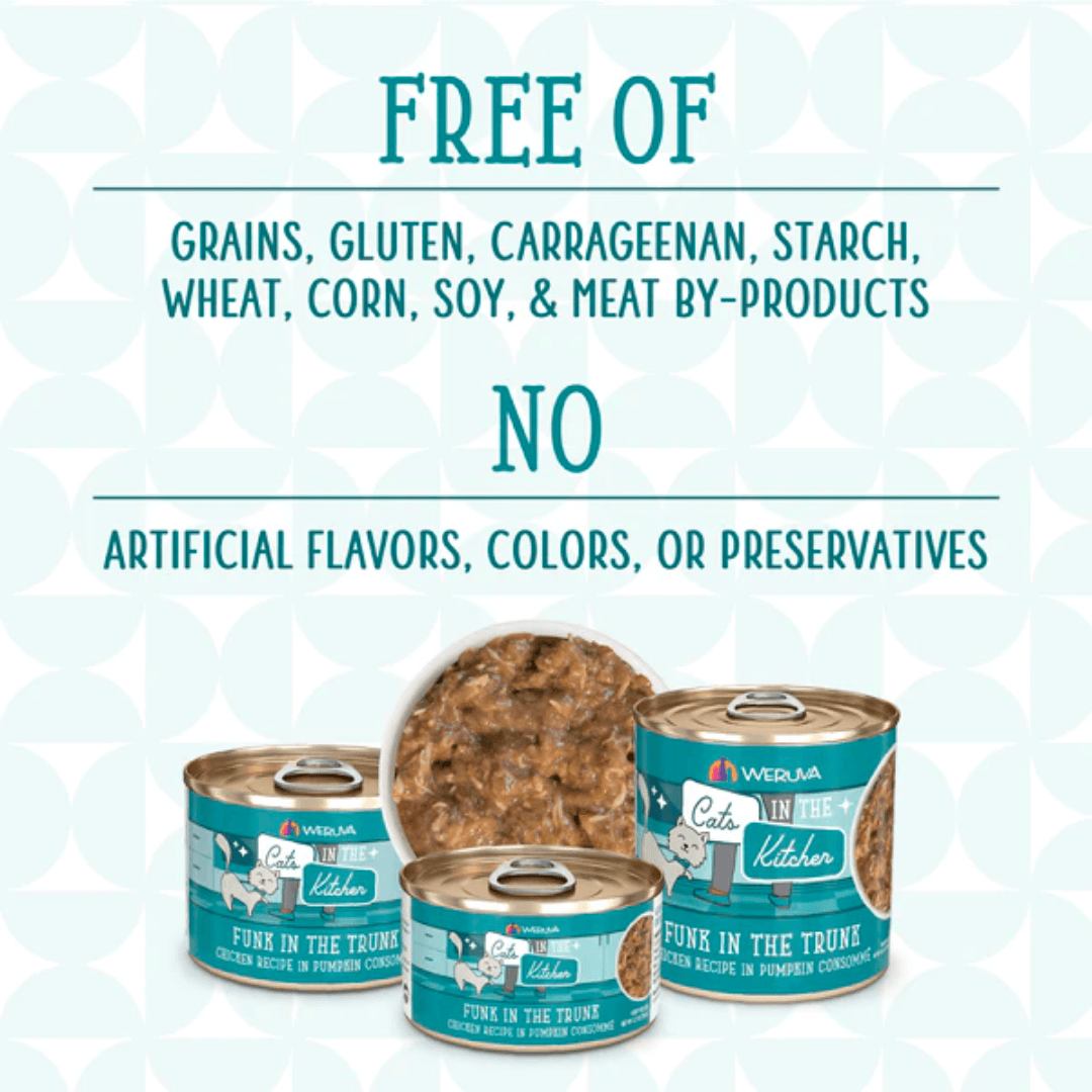 Weruva Wet Cat Food - Cats in the Kitchen Funk in the Trunk Chicken Recipe in Pumpkin Consommé Canned