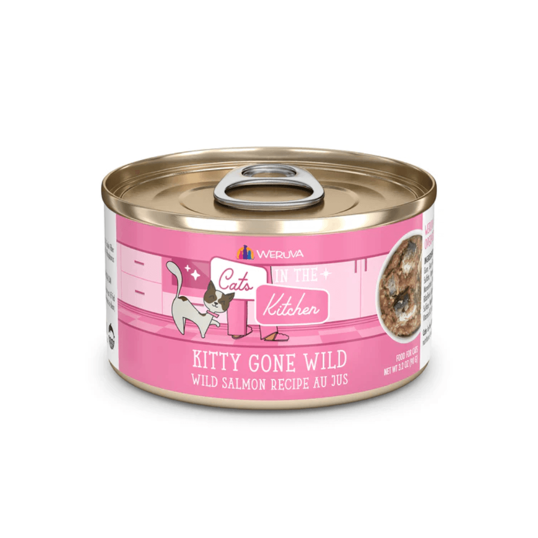 Weruva Wet Cat Food - Cats in the Kitchen Kitty Gone Wild Wild Salmon Recipe Au Jus Canned