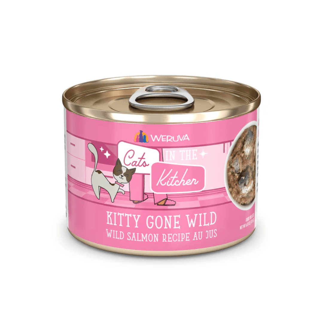Weruva Wet Cat Food - Cats in the Kitchen Kitty Gone Wild Wild Salmon Recipe Au Jus Canned
