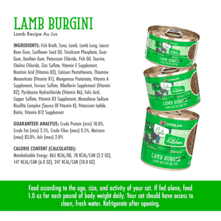 Weruva Wet Cat Food - Cats in the Kitchen Lamb Burger-ini Lamb Recipe Au Jus Canned
