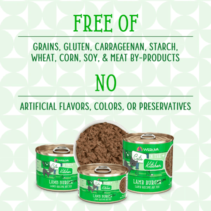 Weruva Wet Cat Food - Cats in the Kitchen Lamb Burger-ini Lamb Recipe Au Jus Canned