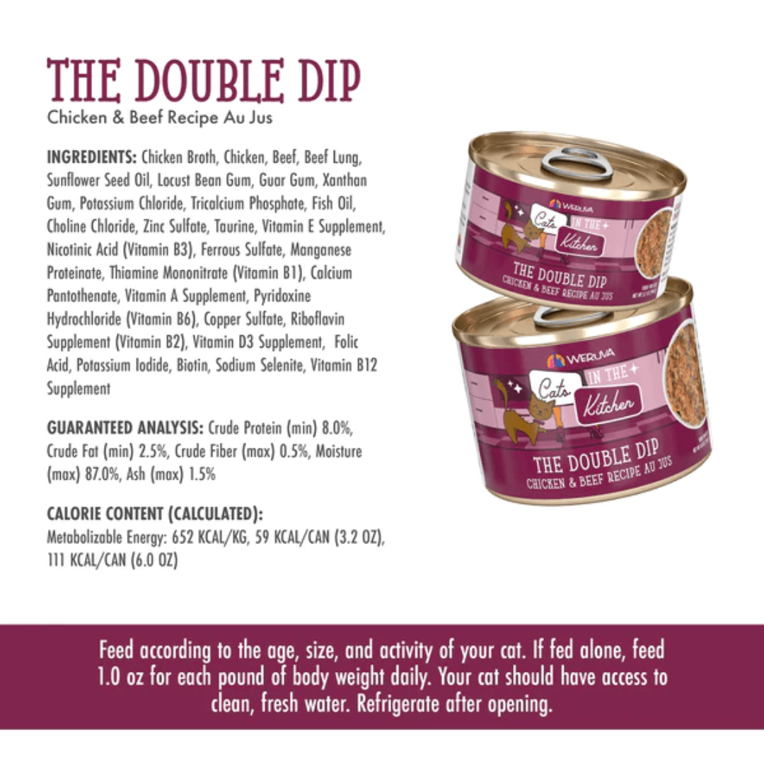 Weruva Wet Cat Food - Cats in the Kitchen The Double Dip Chicken and Beef Recipe Au Jus Canned