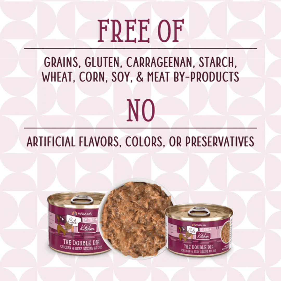 Weruva Wet Cat Food - Cats in the Kitchen The Double Dip Chicken and Beef Recipe Au Jus Canned