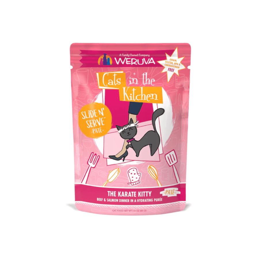 Weruva Wet Cat Food - Cats in the Kitchen The Karate Kitty Beef & Salmon in a Hydrating Puree Pouch