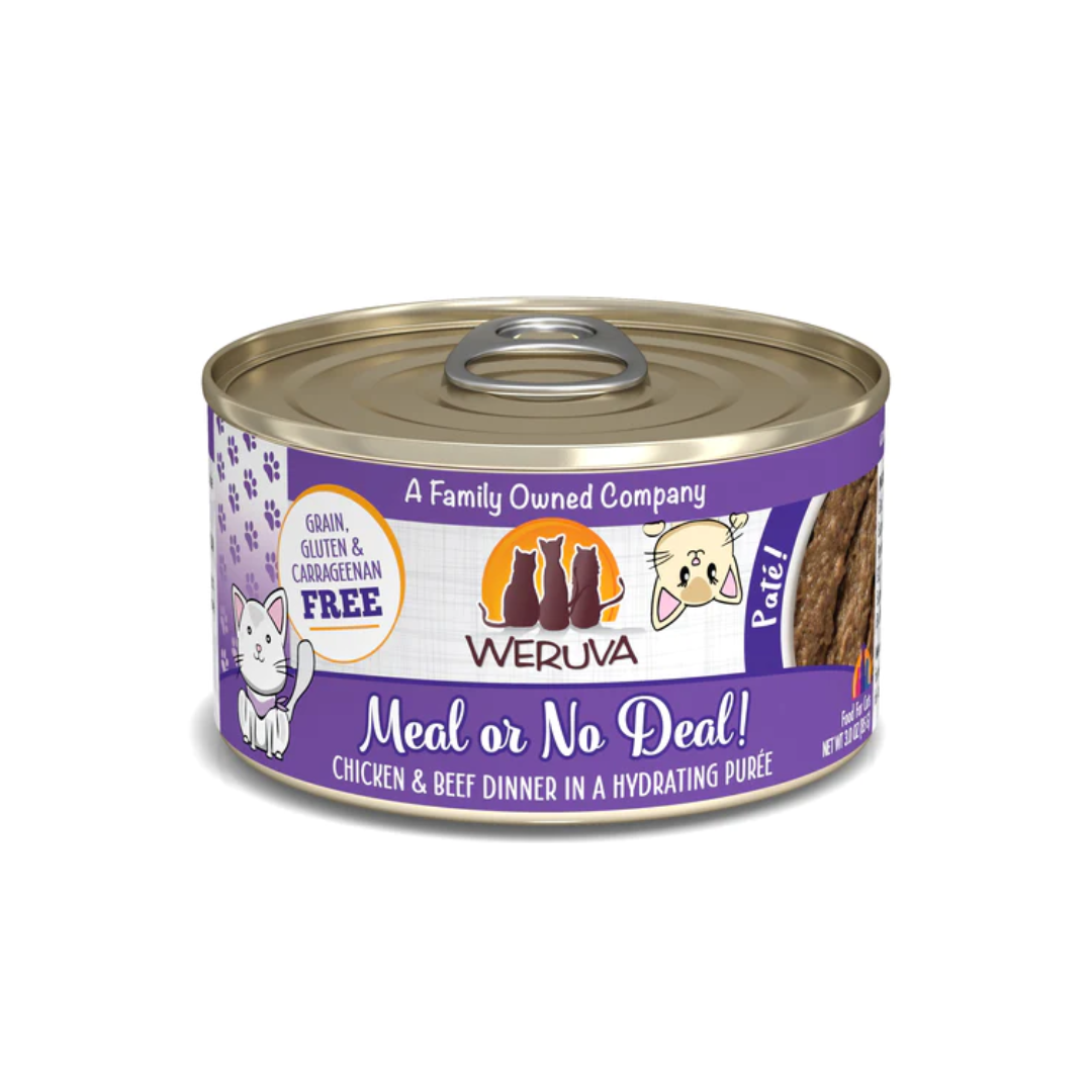 Weruva Wet Cat Food - Weruva Cat Paté  Meal or No Deal! Chicken & Beef Dinner in a Hydrating Purée Canned