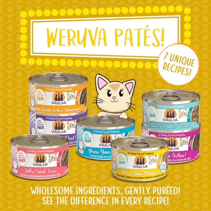 Weruva Wet Cat Food - Weruva Cat Paté Press Your Dinner! Chicken Breast Dinner with Deboned Chicken in a Hydrating Purée Canned