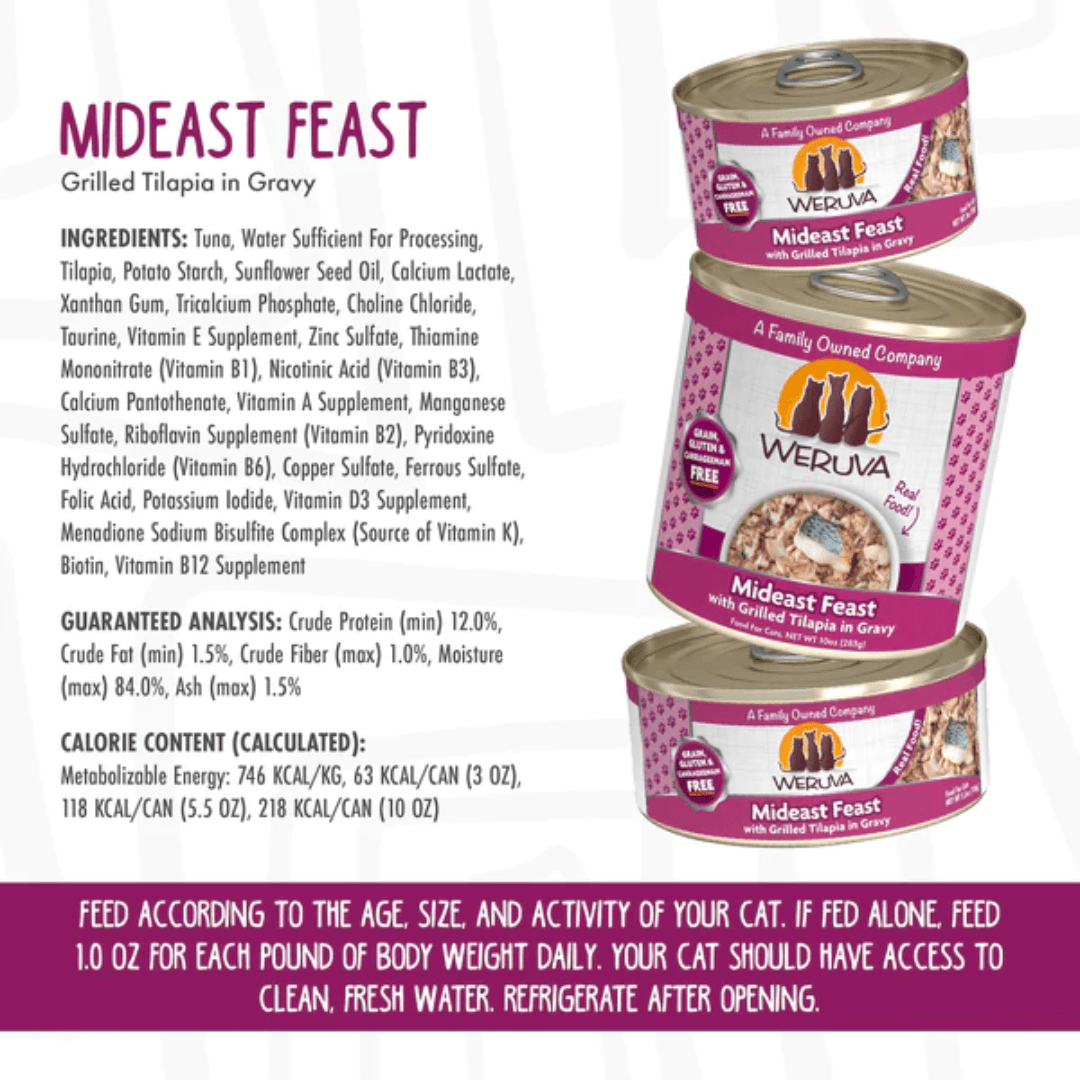 Weruva Wet Cat Food - Weruva Classic Cat Mideast Feast with Grilled Tilapia in Gravy Canned
