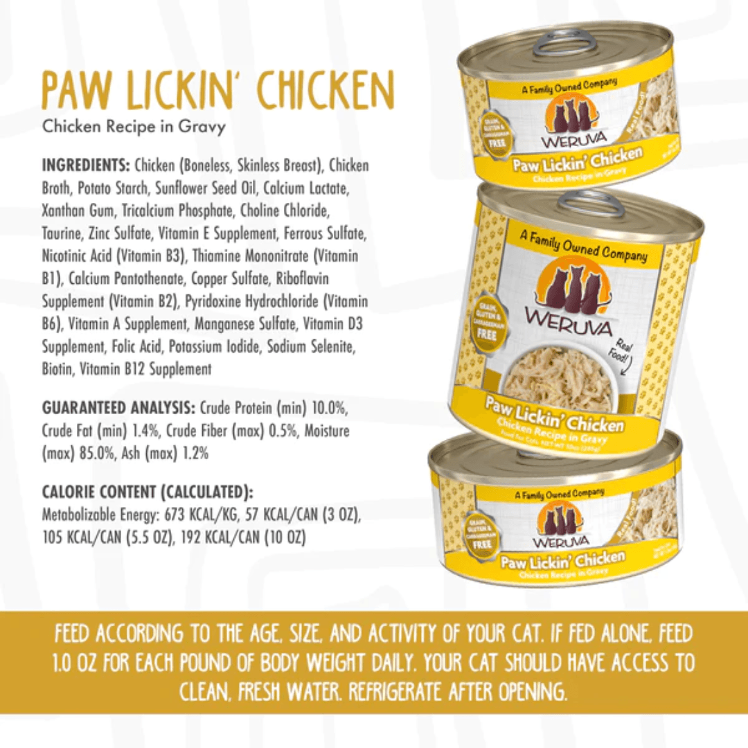 Weruva Wet Cat Food - Weruva Classic Cat Paw Lickin' Chicken Chicken Recipe in Gravy Canned