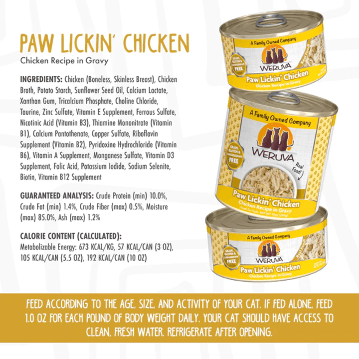 Weruva Wet Cat Food - Weruva Classic Cat Paw Lickin' Chicken Chicken Recipe in Gravy Canned
